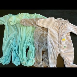 4 Terry Cloth Carter Newborn Sleepers